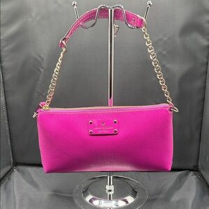 kate spade Hot Pink Chain Strap clutch ( Preloved)